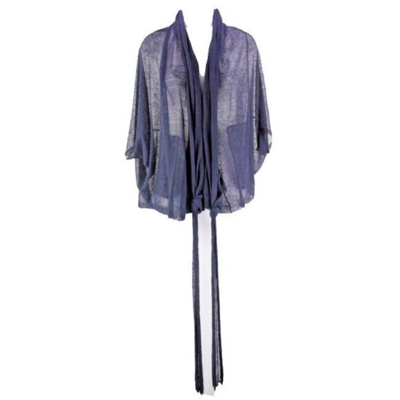 Angel of the North Sz S Navy Sheer Linen Blend Gossamer Thin Boho Jacket - Picture 1 of 8